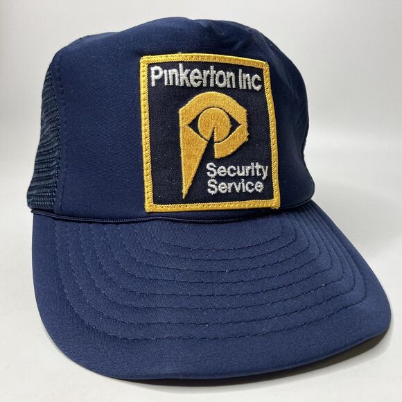 Vtg Pinkerton Inc Security Service Hat Cap Blue Mesh Snapback Embroidered Patch - Picture 1 of 10